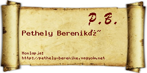 Pethely Bereniké névjegykártya